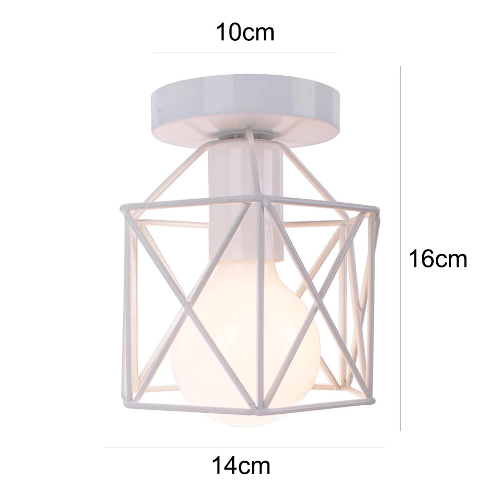 Vintage Industrial Retro Loft Metal Ceiling Lamp Shade Modern Ceiling Light for Aisle Indoor Cage Chandelier Lighting Fixures