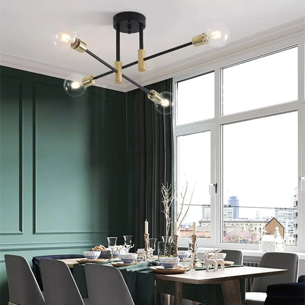 Industrial LED Ceiling Light Retro Loft Wrought Iron Ceiling Lamp Chandelier for Bedroom Living Room Indoor Lighting Fixture E27