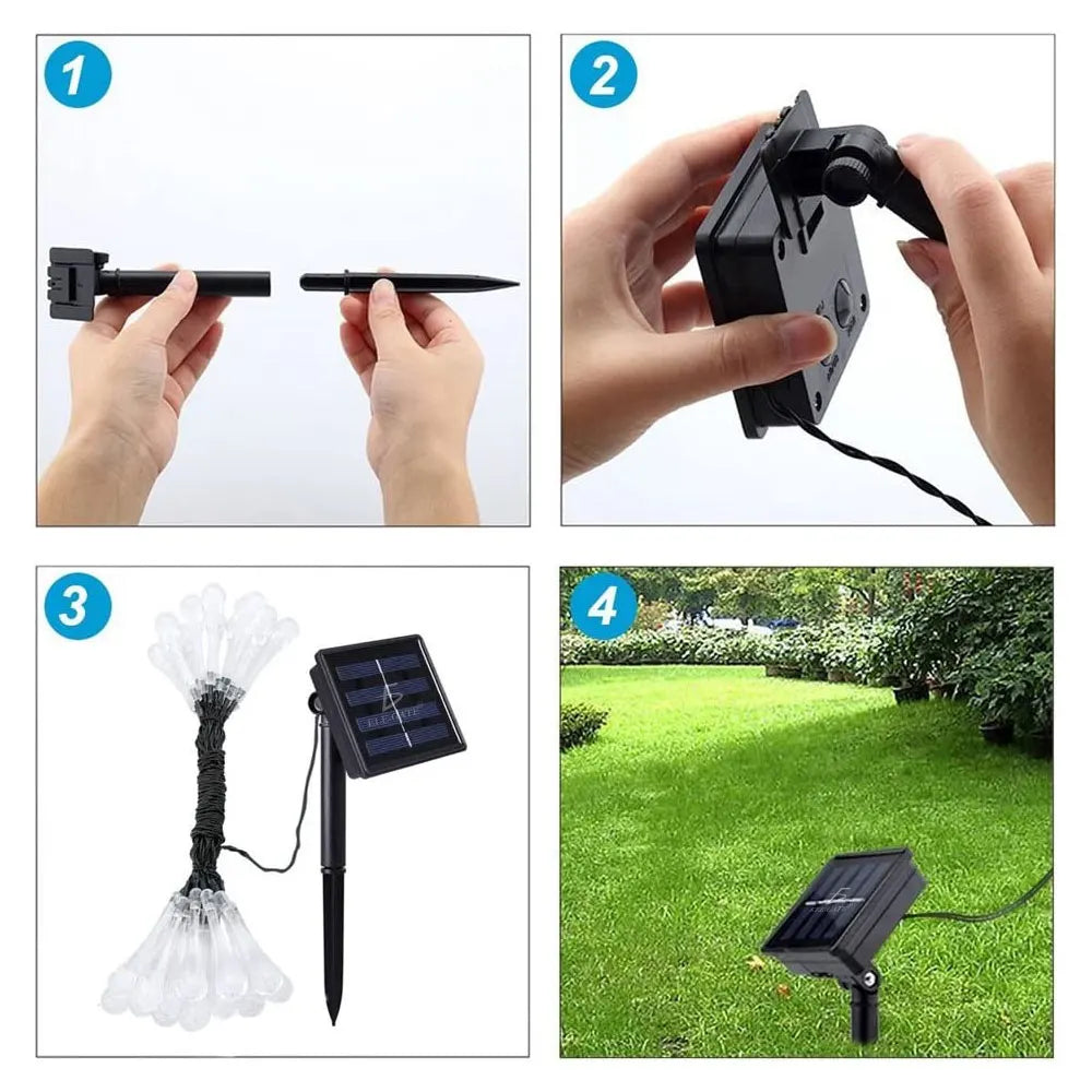 20 LED Outdoor Solar String Lights 3m Water-Resistant with 2-Year Warranty for Garden Decor