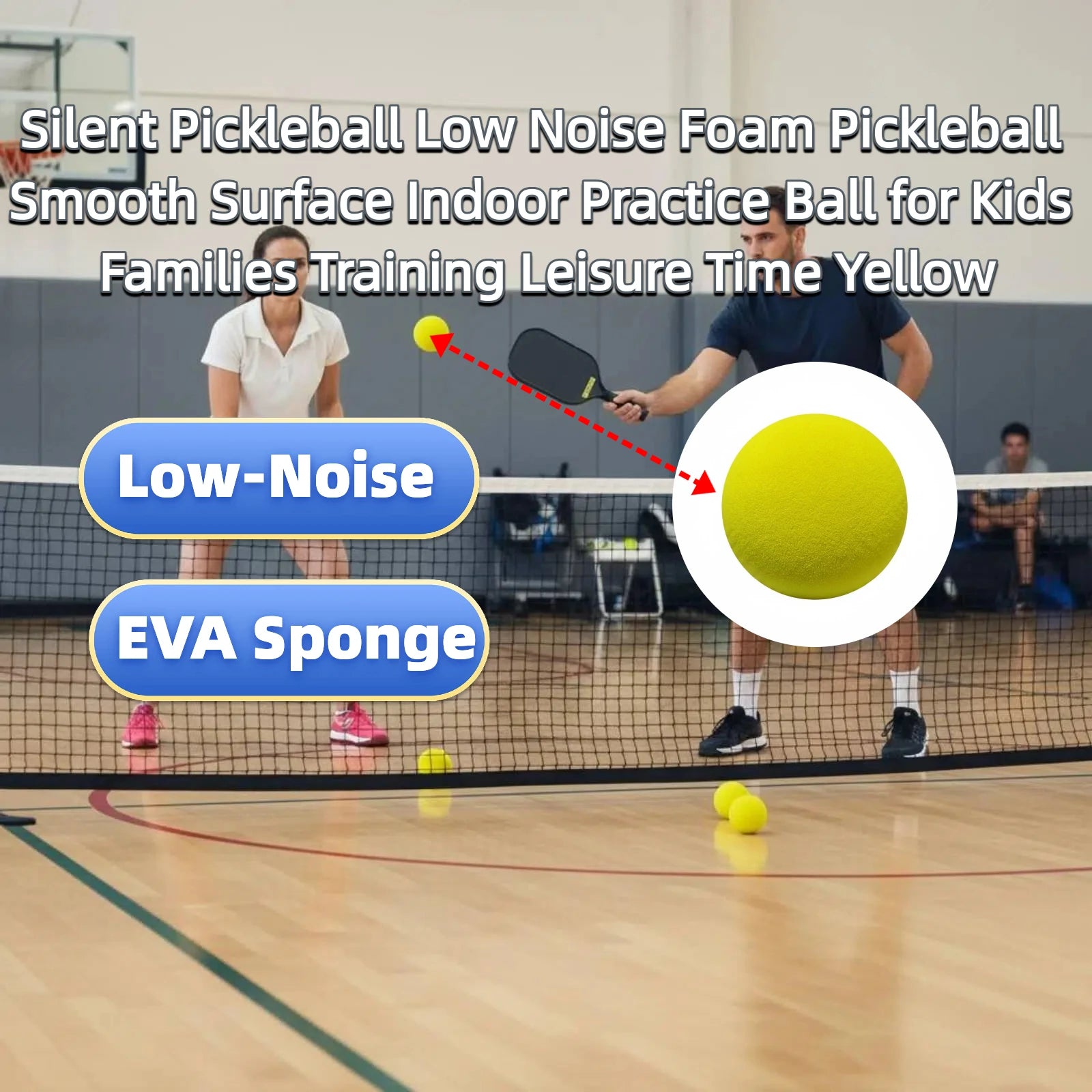 Silent Pickleball Low Noise Foam Pickleball Smooth Surface Indoor Practice Ball for Kids Families Training Leisure Time Yellow