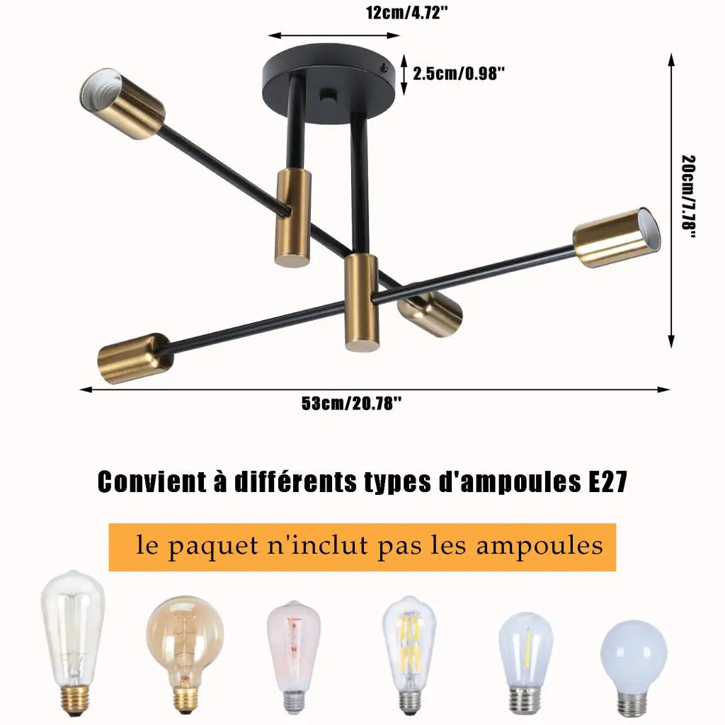 Industrial LED Ceiling Light Retro Loft Wrought Iron Ceiling Lamp Chandelier for Bedroom Living Room Indoor Lighting Fixture E27