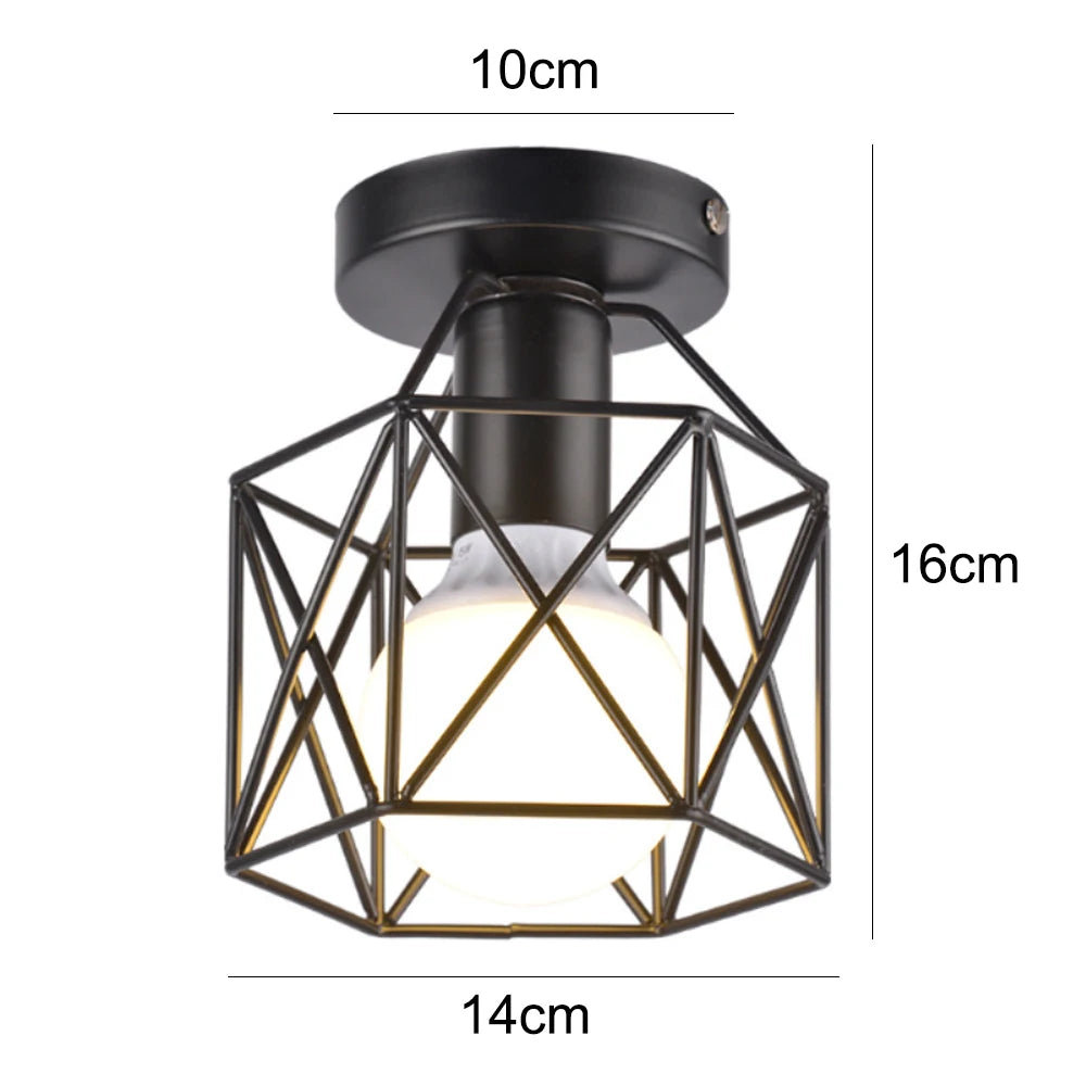 Vintage Industrial Retro Loft Metal Ceiling Lamp Shade Modern Ceiling Light for Aisle Indoor Cage Chandelier Lighting Fixures