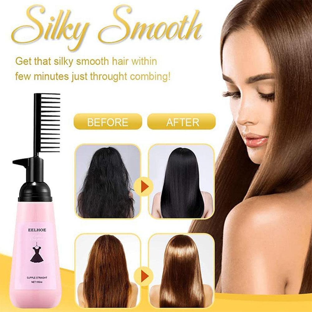 Hair Straightening Cream Comb Nourishing No Hurting Repair Damaged Hair Keratin Smooth Care Improving Frizziness Ionperm