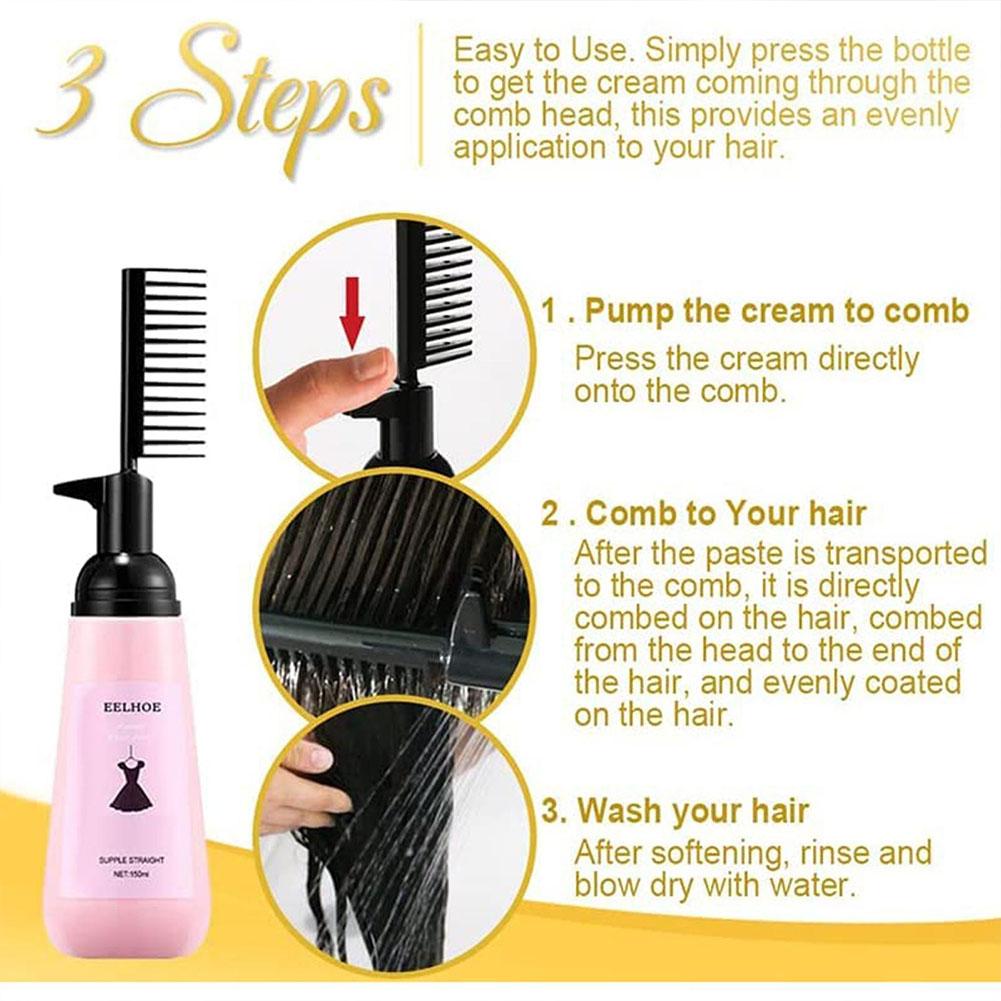 Hair Straightening Cream Comb Nourishing No Hurting Repair Damaged Hair Keratin Smooth Care Improving Frizziness Ionperm