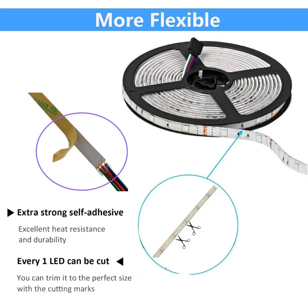 Waterproof RGB Solar Powered LED Strip Light Outdoor Garden Tape String Lights Fairy Lights for Christmas Party Decor