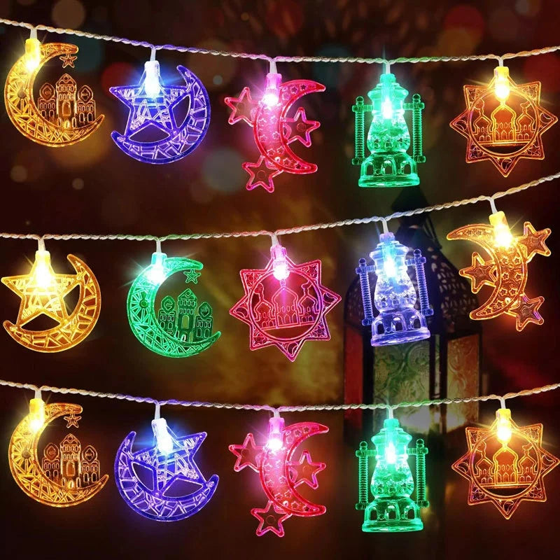 3M 6M 1.5M LED String Lights Ramadan Star Moon Fairy Lights for Christmas Eid Mubarak Decorations IP44 Rated Festive Home Decor