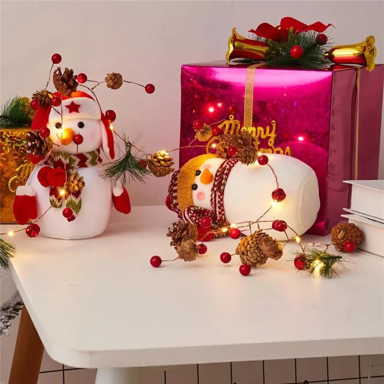 Battery Powered 2m Christmas Copper Wire Pine Cones LED Lights for Home Christmas Garland Tree Bedroom Fairy Lights Holiday