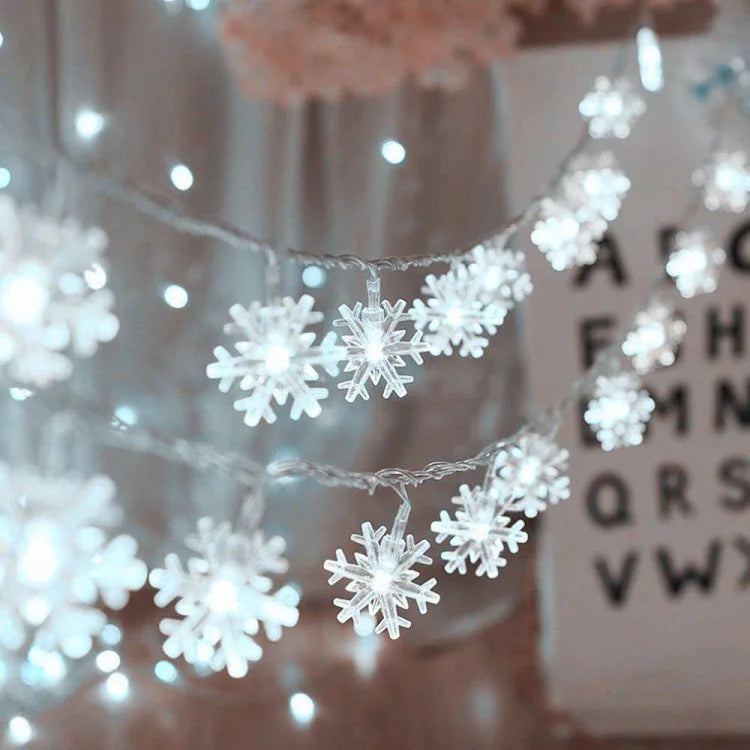 LED Snowflakes  Indoor String Lights Battery Operated Fairy Lights  for Bedroom Dorm Patio Garden Christmas Party