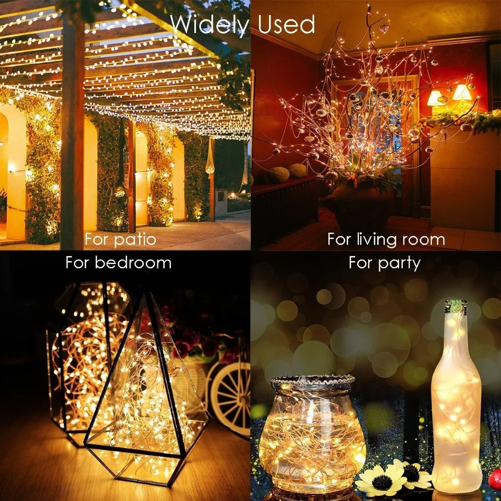 Solar String Fairy Lights 12m 100LED / 5M 50 LED Waterproof Outdoor Garland Solar Power Lamp Christmas for Garden Decoration
