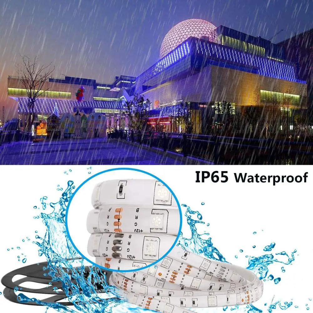 Waterproof RGB Solar Powered LED Strip Light Outdoor Garden Tape String Lights Fairy Lights for Christmas Party Decor