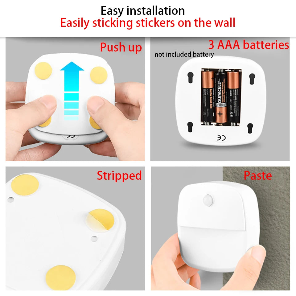 Smart Motion Sensor Night Light Battery Operated LED Lamp for Bedside Kids Bedroom Hallway Pathway Toilet - Automatic Lighting