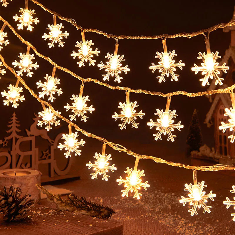 LED Snowflakes  Indoor String Lights Battery Operated Fairy Lights  for Bedroom Dorm Patio Garden Christmas Party