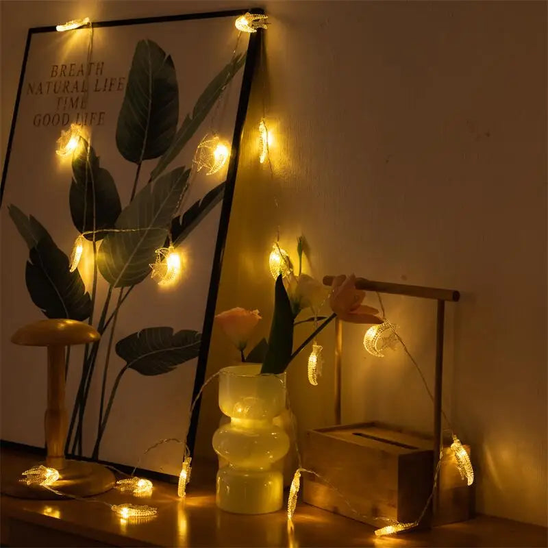 13Ft Ramadan  Star Moon String Lights  20 LED Fairy Lights Battery Operated with 2 Modes Indoor Twinkle  Eid  Decorations