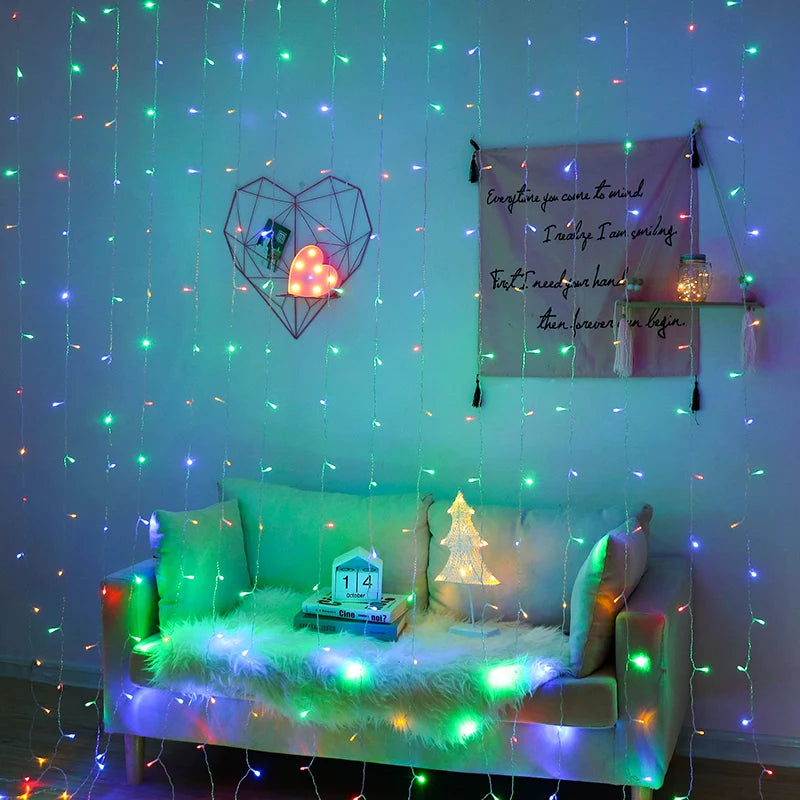 3*3m 300 LED Window Curtain Christmas Decoration Fairy Lights for Wedding Party Home House Decorate