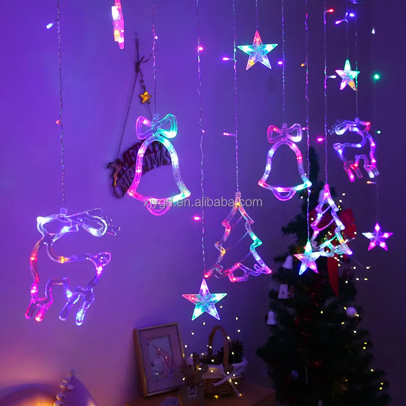 3.5M LED Christmas Curtain Lights String 220V EU Plug Home Indoor Decor Fairy Lights 8 Mode Xmas Garland Lamp for Wedding Party