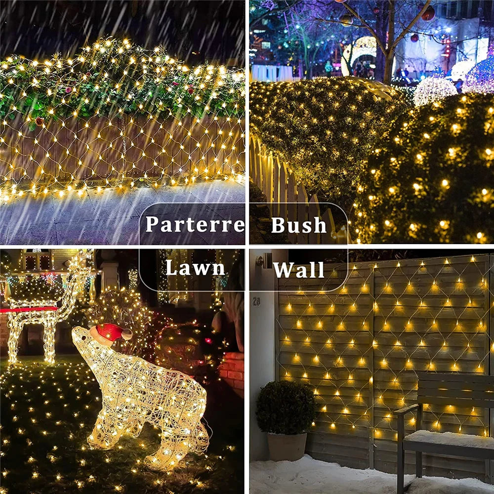 Holiday Net Lights Series Outdoor Christmas Strip Fairy Lights for Party/Arch/Patio/Tree/Bistro/Curtain Decorations