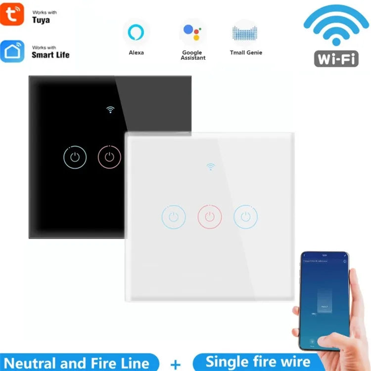Touch Panel Wall Wifi Smart Home Lighting Timing Switch Voice Control 1 Button Black/Golden/White With APP Alexa Use
