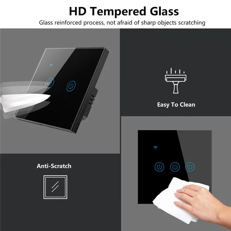 Touch Panel Wall Wifi Smart Home Lighting Timing Switch Voice Control 1 Button Black/Golden/White With APP Alexa Use