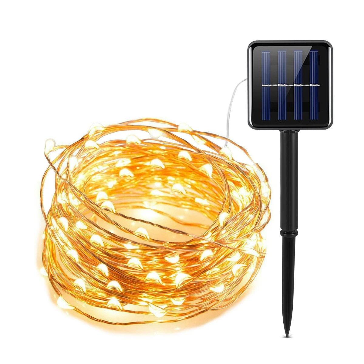 IP65 10m 100leds Solar String Lights Flexible LED Copper Wire Lights Christmas String Lights