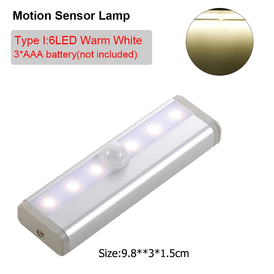 Smart Motion Sensor Night Light Battery Operated LED Lamp for Bedside Kids Bedroom Hallway Pathway Toilet - Automatic Lighting