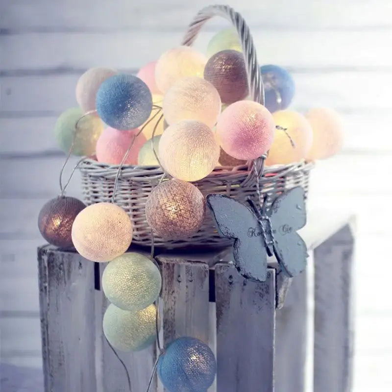 Cotton Balls Indoor String Lights Battery Operated Fairy Lights for Kids Girls Bedroom Dorm Patio Garden Christmas Party