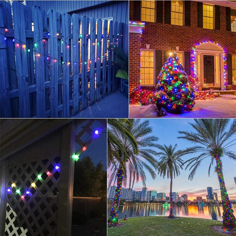 Outdoor Solar String Lights 50LED Crystal Globe Balls Patio Lights with 8 Modes Waterproof Led fairy Lights for Garden Christmas