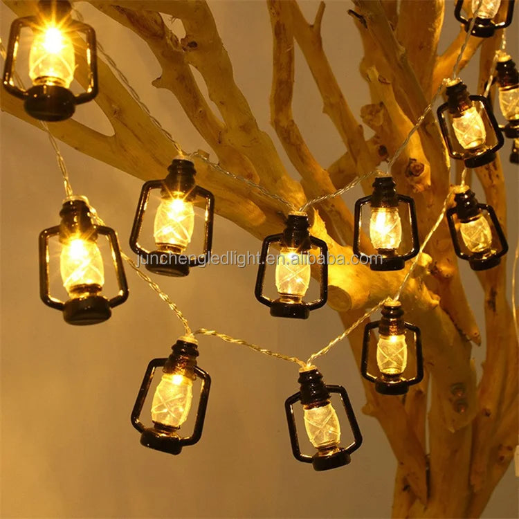 10/20 Led Fairy Lights Retro Kerosene Lamp LED String Lights Christmas Light Battery Powered Outdoor Yard Home Party Decoration