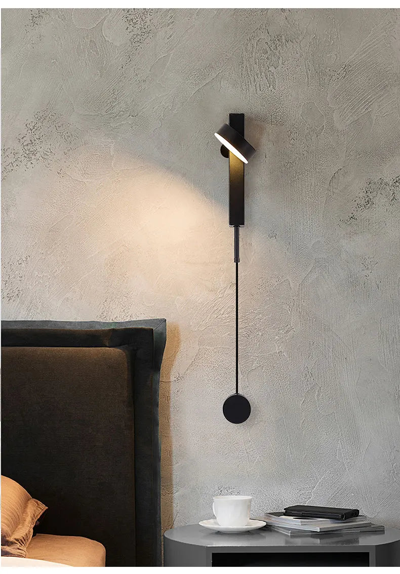 Led indoor wall lamps rotation dimming switch led wall light modern stai wall deco wall sconce livingroom golden led luminaire