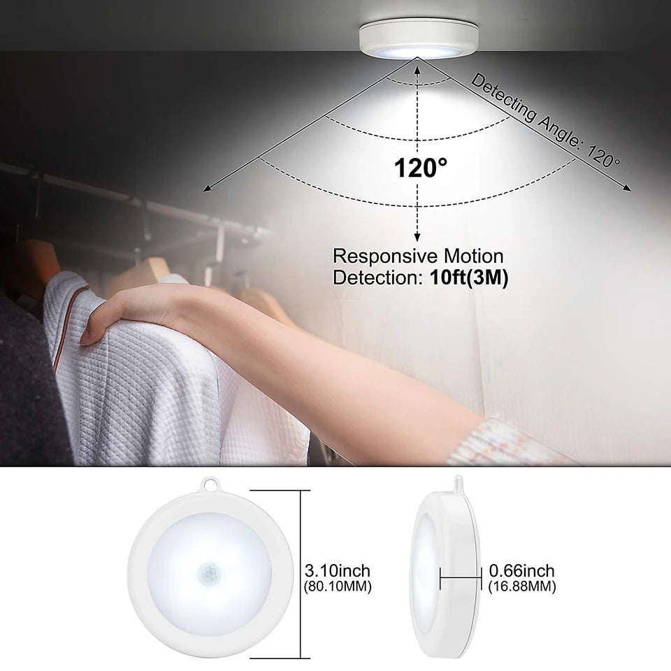 Smart Motion Sensor Night Light Battery Operated LED Lamp for Bedside Kids Bedroom Hallway Pathway Toilet - Automatic Lighting