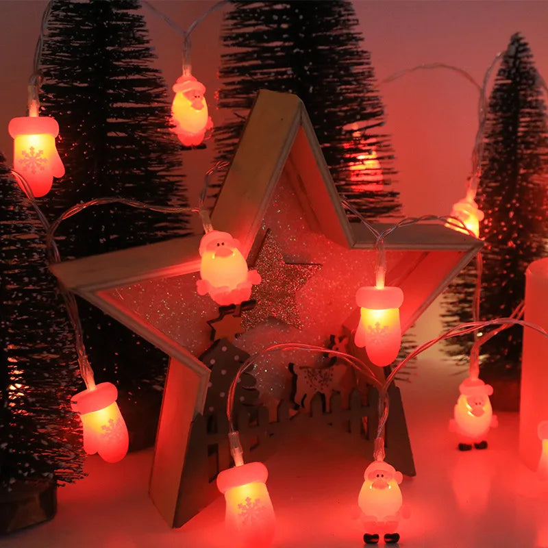 Snowmen Bells Christmas Trees Santa Claus Battery String Lights  Indoor Outdoor Fairy Lights for Holiday Party Room