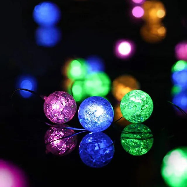 LED Power Cracked Bead Blossom Flower Garland LED String Fairy Lights Crystal Flowers Yard Lamp Wedding Decoration
