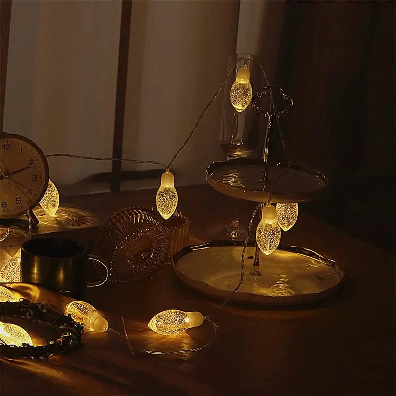 13Ft  Big Bubbles Pinecone Led String Lights  20 LED Fairy Lights Battery Operated with 2 Modes Indoor  Decorations