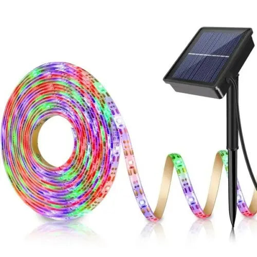 Waterproof RGB Solar Powered LED Strip Light Outdoor Garden Tape String Lights Fairy Lights for Christmas Party Decor