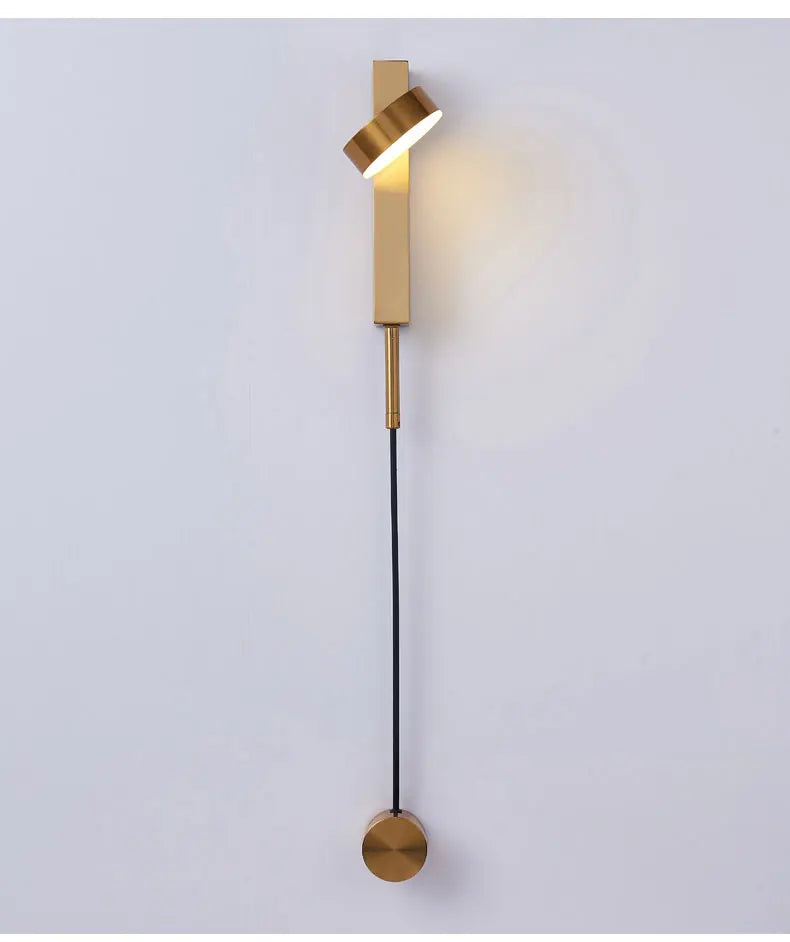 Led indoor wall lamps rotation dimming switch led wall light modern stai wall deco wall sconce livingroom golden led luminaire