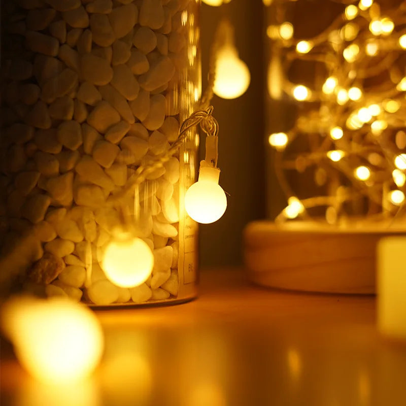 Solar String Lights Outdoor Waterproof White Ball with 8 Lighting Modes for Garden Wedding Party Patio Holiday Decor