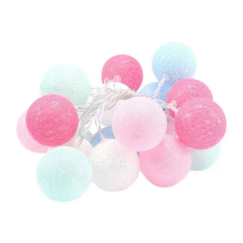 Cotton Balls Indoor String Lights Battery Operated Fairy Lights for Kids Girls Bedroom Dorm Patio Garden Christmas Party