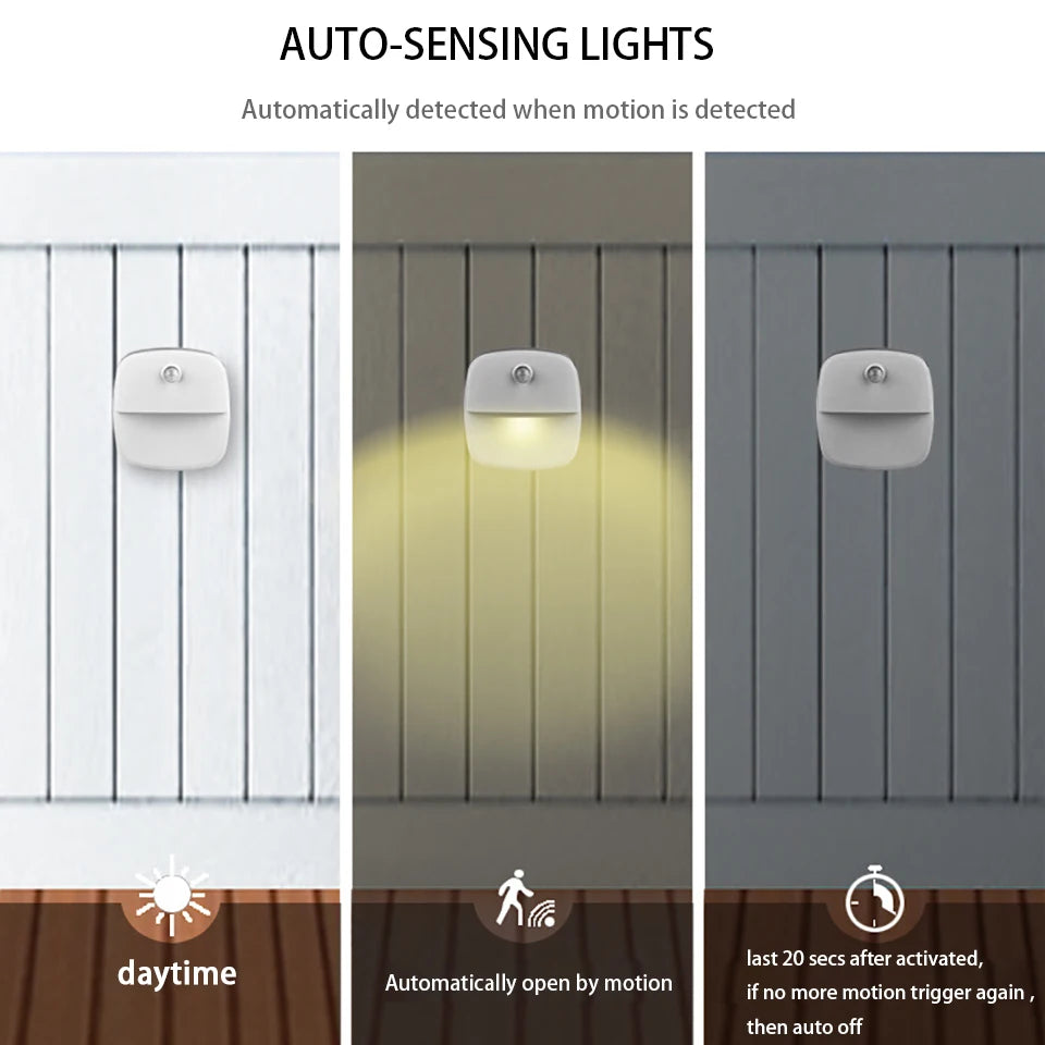 Smart Motion Sensor Night Light Battery Operated LED Lamp for Bedside Kids Bedroom Hallway Pathway Toilet - Automatic Lighting