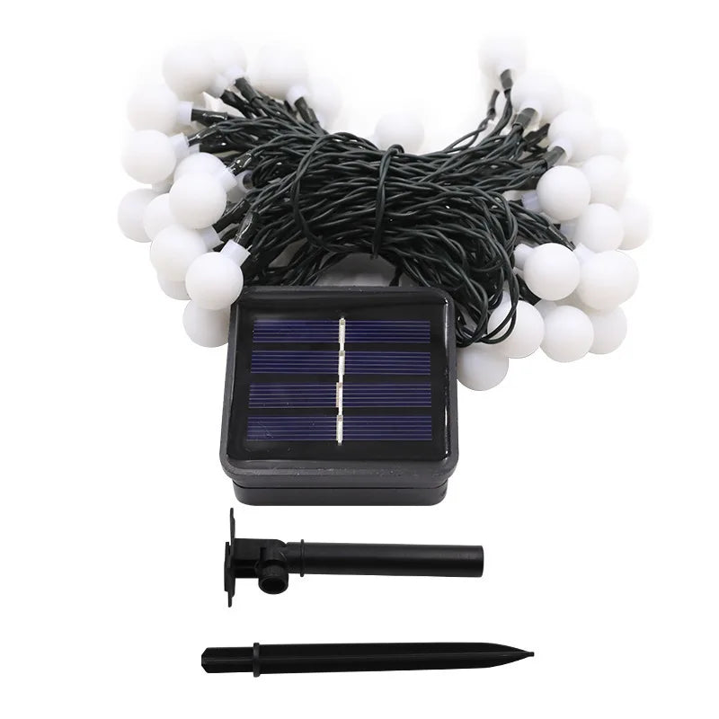 Solar String Lights Outdoor Waterproof White Ball with 8 Lighting Modes for Garden Wedding Party Patio Holiday Decor