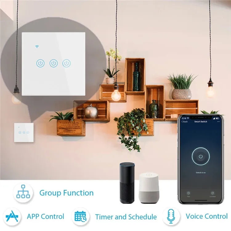 Touch Panel Wall Wifi Smart Home Lighting Timing Switch Voice Control 1 Button Black/Golden/White With APP Alexa Use