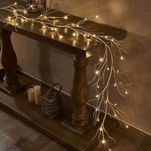 6ft Willow Light Faux Branch Vine Lights with 48 LEDs, Battery Operated with Timer, Fairy Lights for Christmas