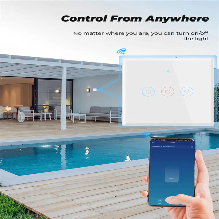 Touch Panel Wall Wifi Smart Home Lighting Timing Switch Voice Control 1 Button Black/Golden/White With APP Alexa Use