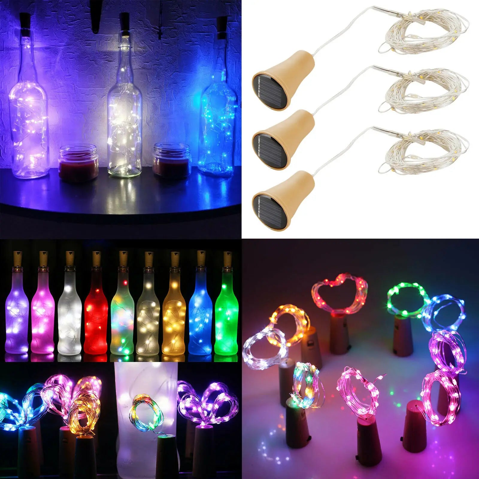 2M Solar LED String Fairy Lights Copper Cork Wire Wine Bottle Home Party Wedding Christmas Decoration Lamp