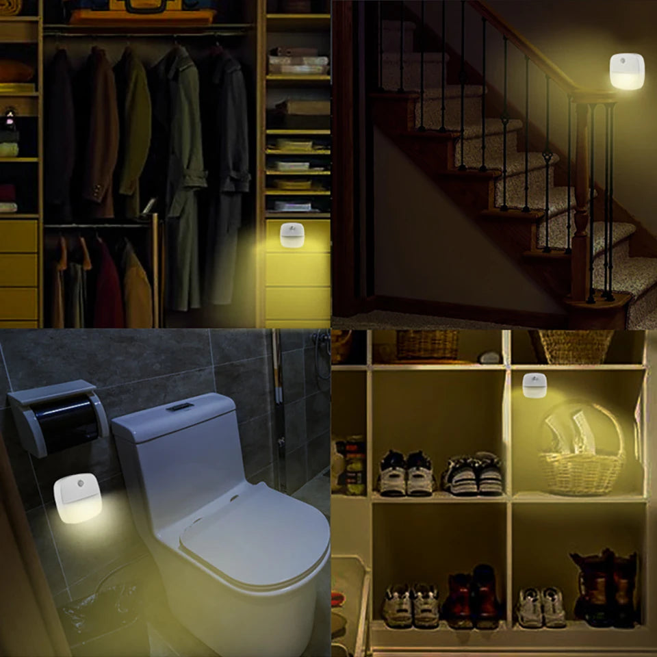 Smart Motion Sensor Night Light Battery Operated LED Lamp for Bedside Kids Bedroom Hallway Pathway Toilet - Automatic Lighting