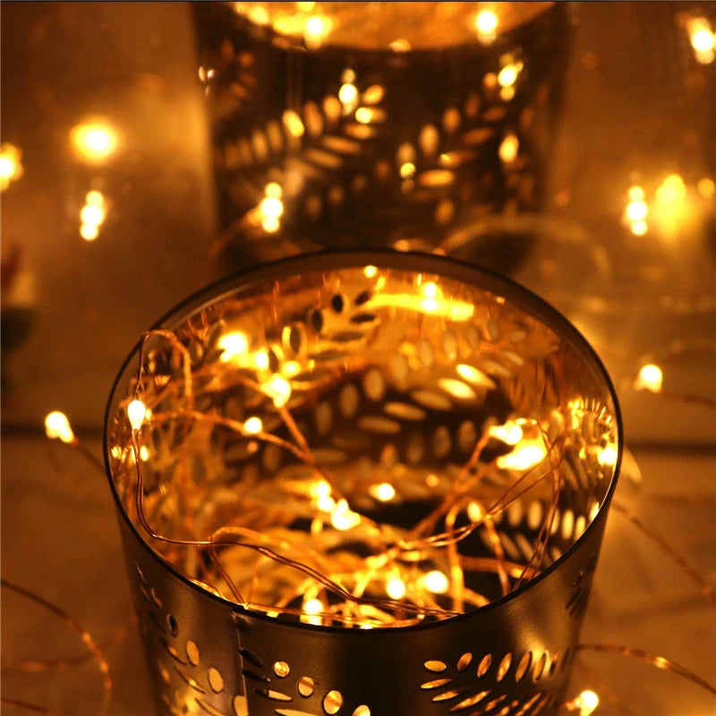 10 LED CR2032 Battery Button Operated Fairy Lights Mini Copper Wire String Lights for DIY Home Wedding Holiday Party Christmas