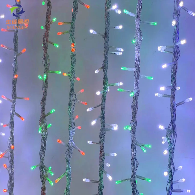 Wholesale 10m Plastic Christmas Wedding Outdoor IP65 Cascading Falling Drop LED Fairy Lights Tree Decoration