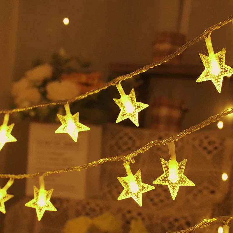 Christmas Star Lights Battery Operated Star Fairy Lights Twinkle String Lights for Outdoor Indoor Bedroom Party Holiday