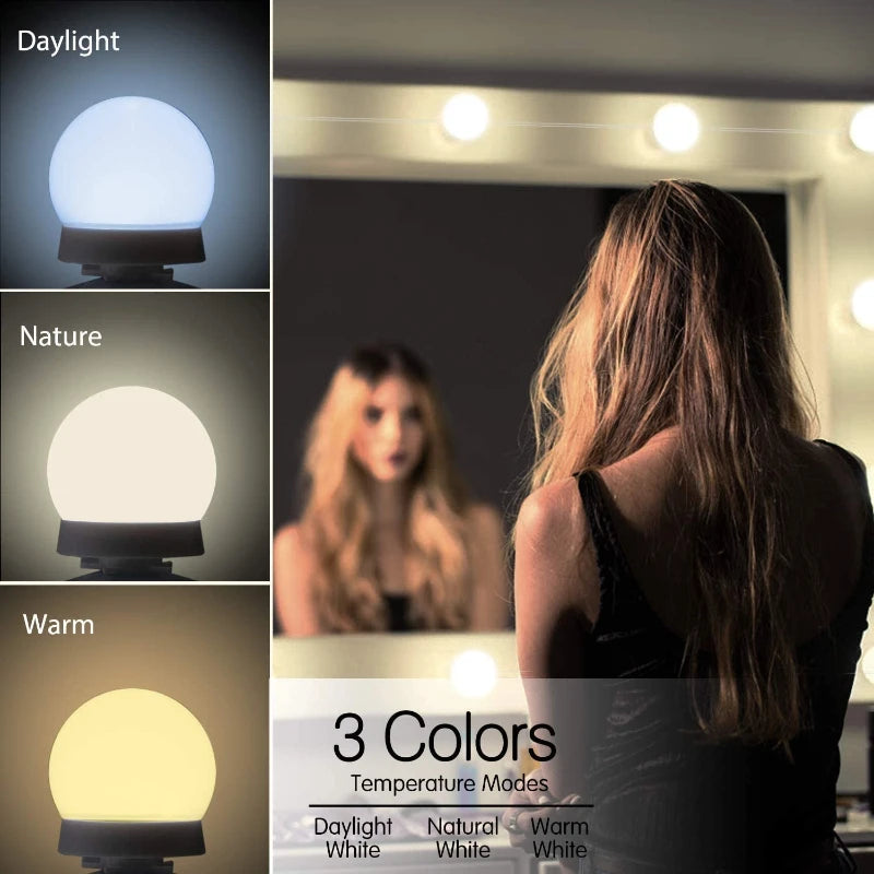 LED Light Makeup Mirror Bulbs Vanity Lights USB 5V Bathroom Dressing Table Lighting Dimmable LED Vanity Light For Mirror Light