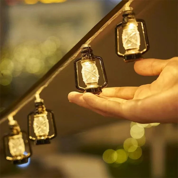 10/20 Led Fairy Lights Retro Kerosene Lamp LED String Lights Christmas Light Battery Powered Outdoor Yard Home Party Decoration