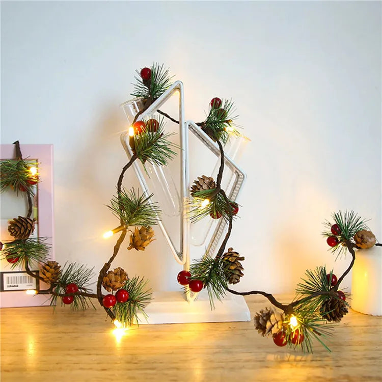Battery Operated Christmas Decorations Outdoor Holiday Patio Lights LED Copper Wire Pine Cone Christmas Holiday Fairy Lights