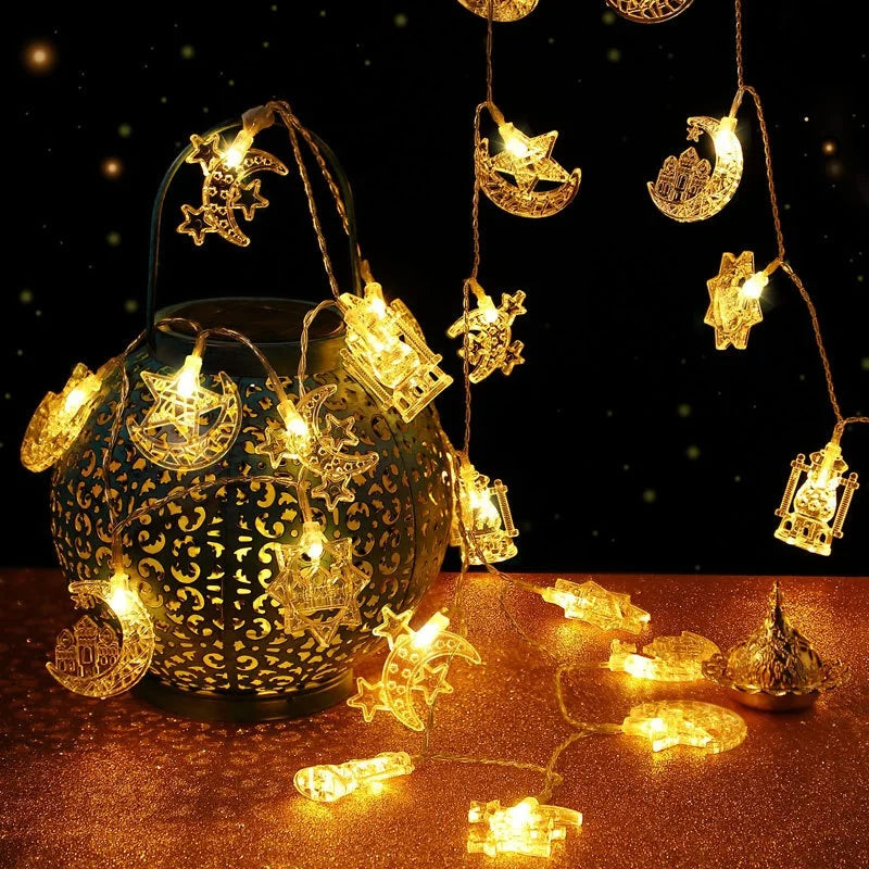 3M 6M 1.5M LED String Lights Ramadan Star Moon Fairy Lights for Christmas Eid Mubarak Decorations IP44 Rated Festive Home Decor